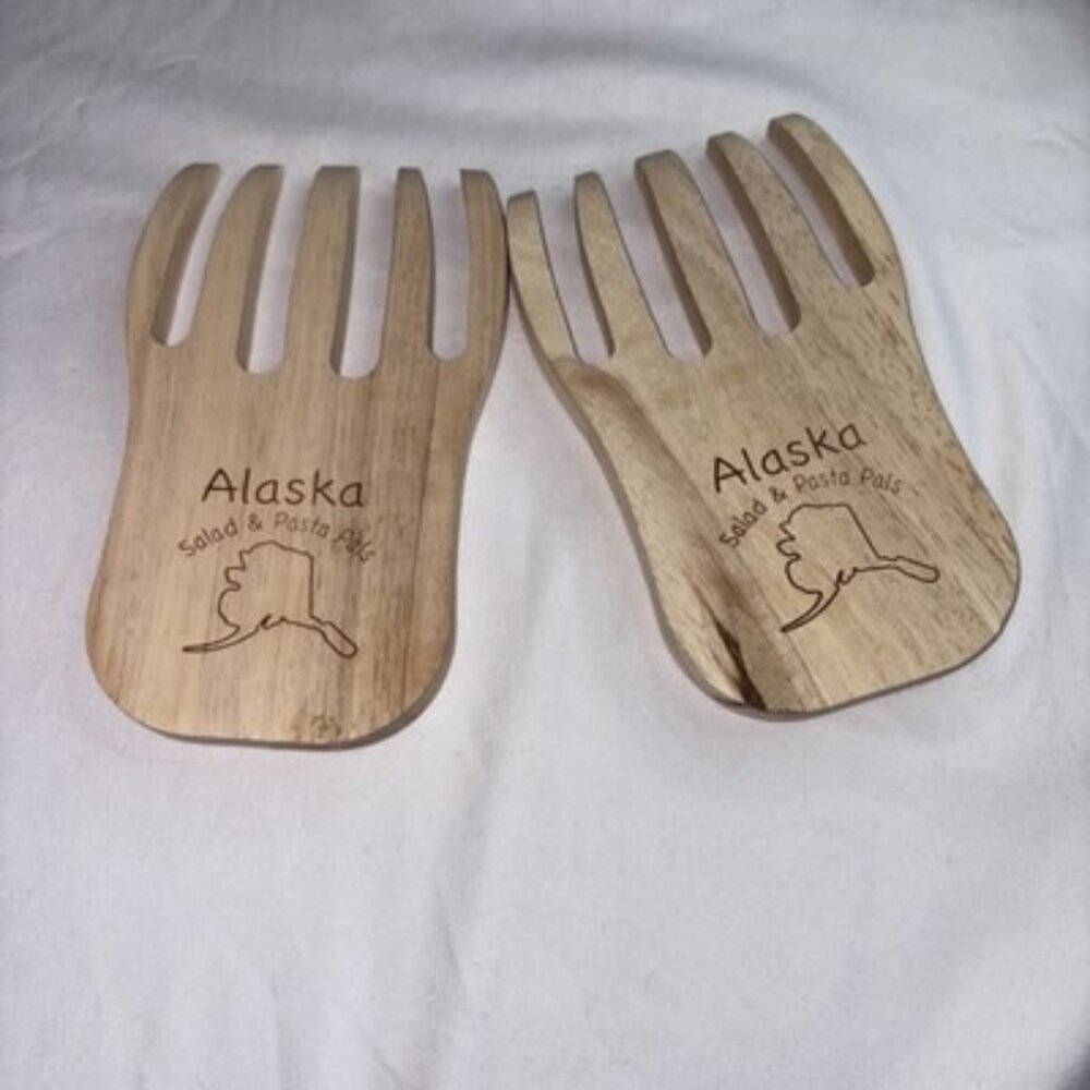 WOOD SALAD HANDS (‎ NEW )